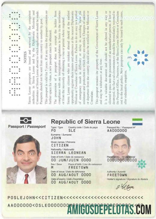 Passaporte de Serra Leoa baixar para verificação